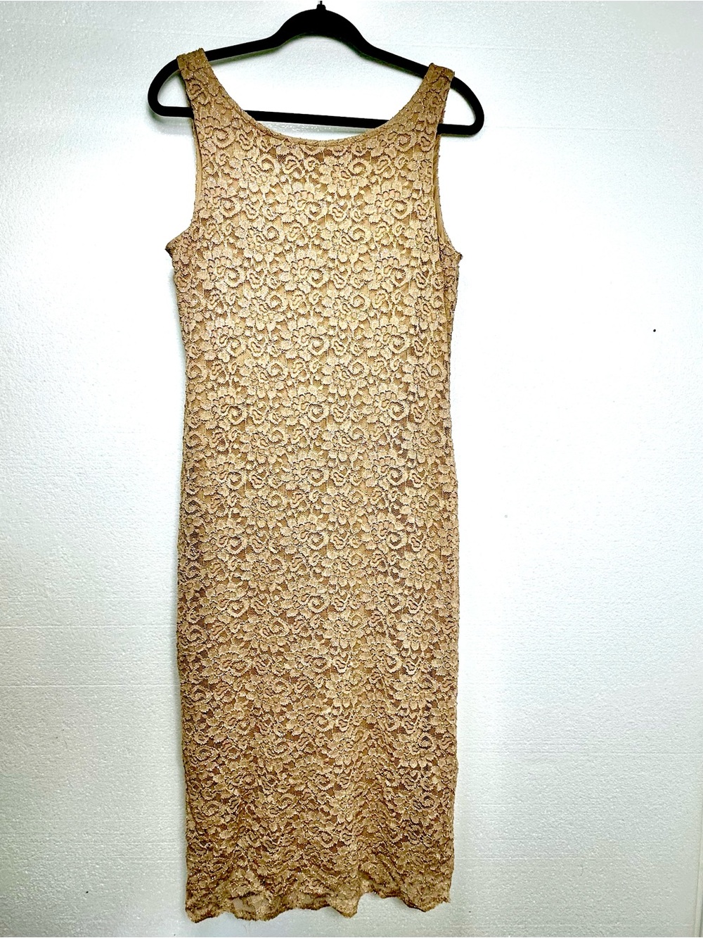 Ronni Nicole Lacey Champagne Sparkle Sheath Dress 6 NWT